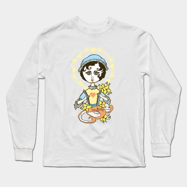 Jane Austen Long Sleeve T-Shirt by lanznaster